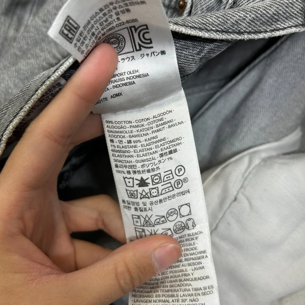 Levi's 501 Original Fit Jeans Men's 37X33 Gray Denim Straight Button Fly - Flaws